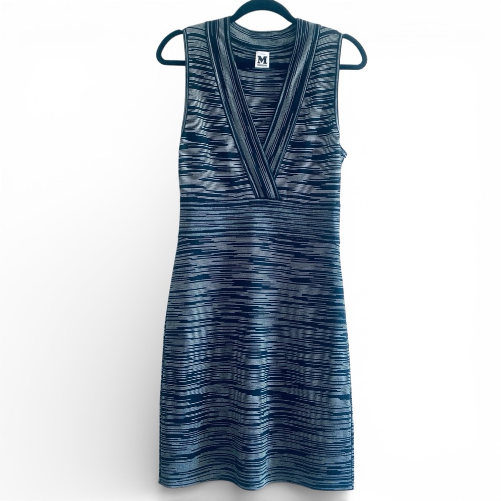 Missoni 90’s Knit Fitted Dress Knee Length Sleeveless V-Neck Vintage Women’s 44 - Picture 4 of 15